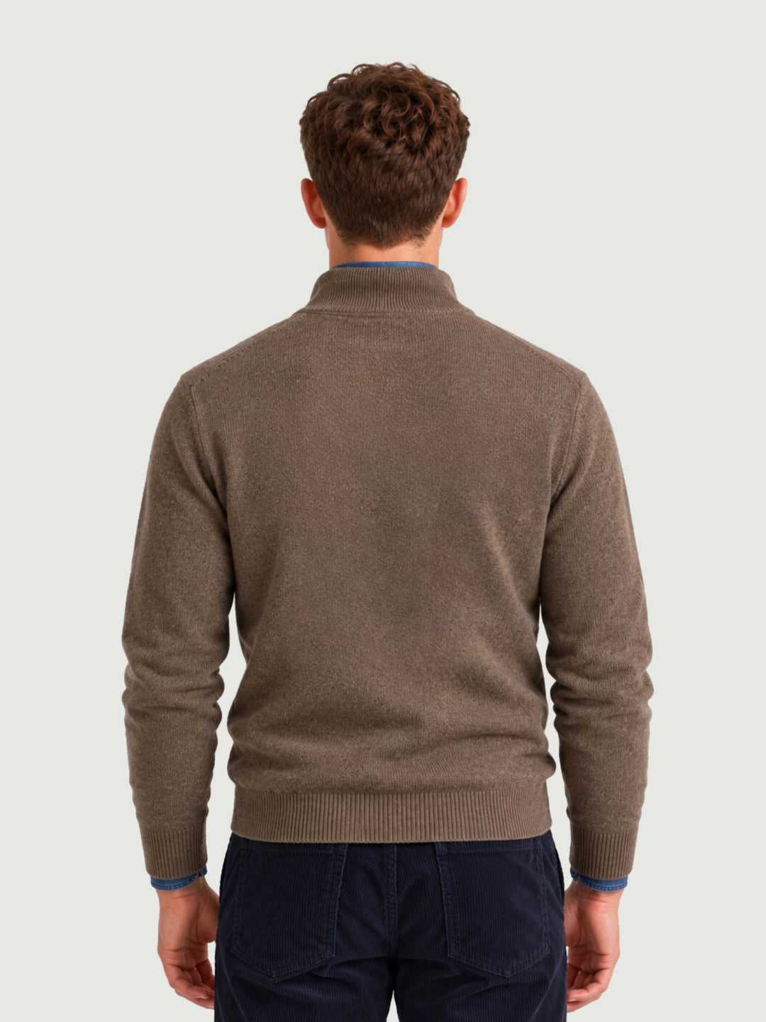 Maglia a lupetto con mezza zip e bottoni in lana e cashmere visone 6204226 614 ANDREA MORANDO 