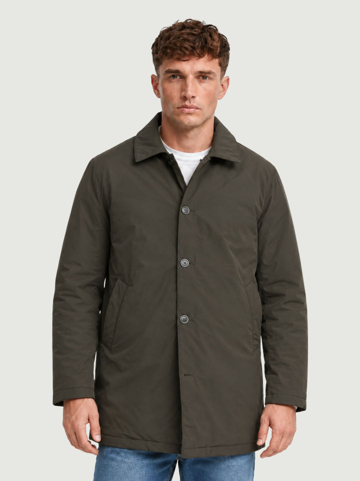 Spolverino foderato con colletto verde militare 7200726 393 ANDREA MORANDO 