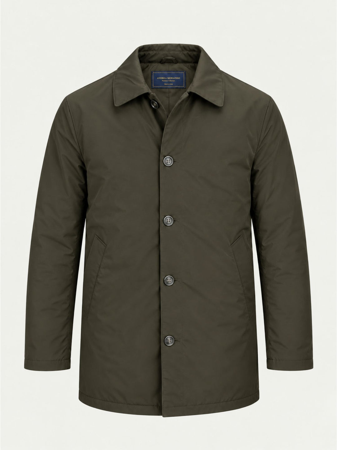 Spolverino foderato con colletto verde militare 7200726 393 ANDREA MORANDO 