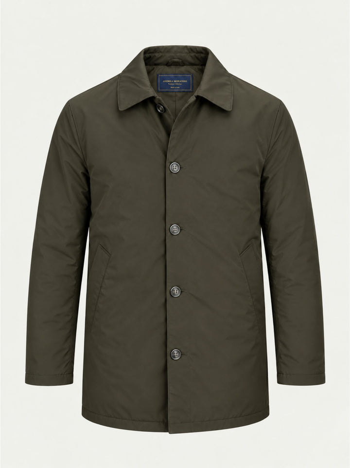 Spolverino foderato con colletto verde militare 7200726 393 ANDREA MORANDO 