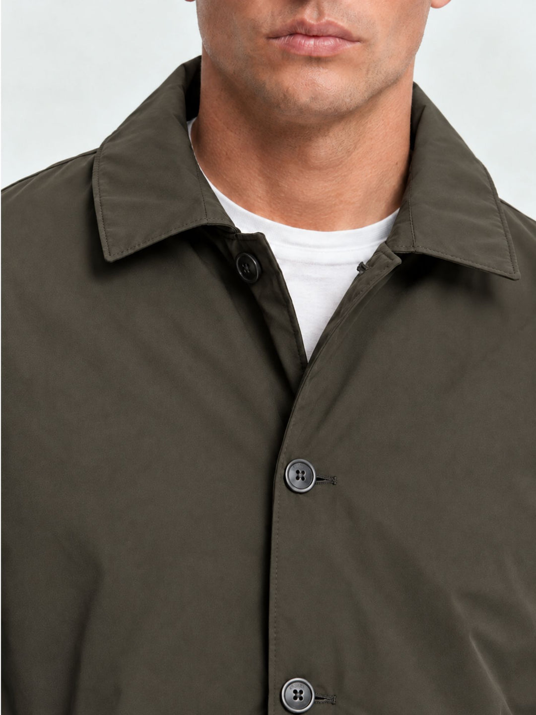 Spolverino foderato con colletto verde militare 7200726 393 ANDREA MORANDO 