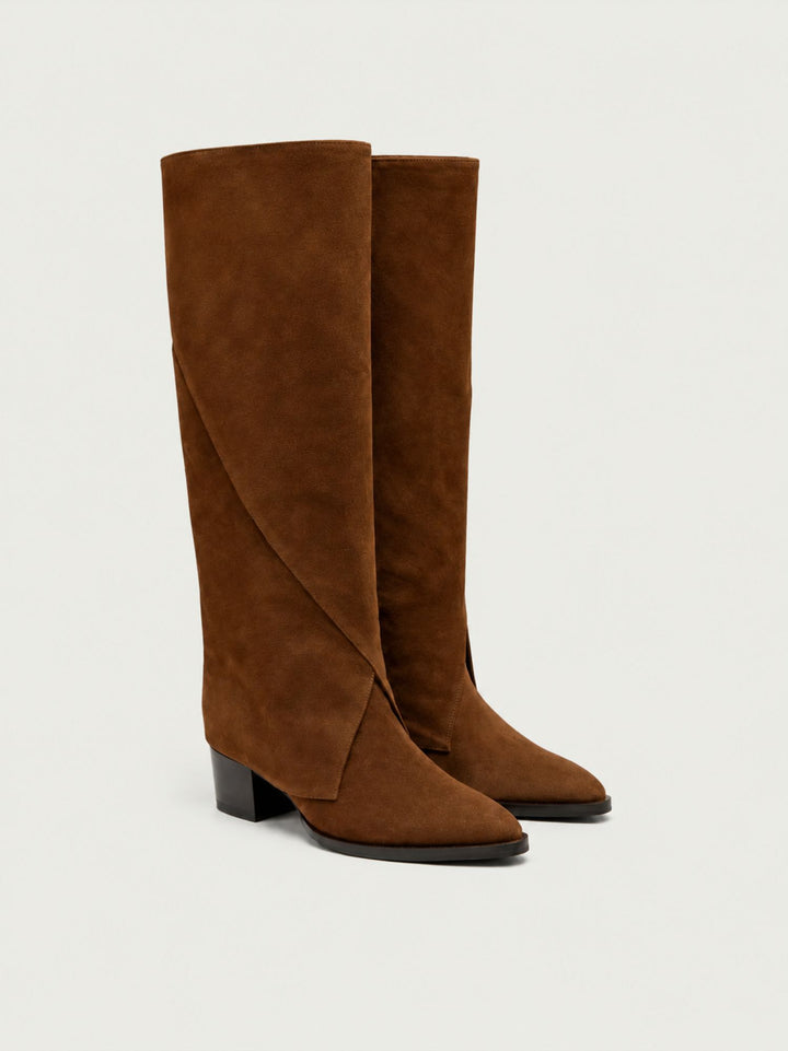 Stivale wrap in camoscio marrone cioccolato S1586 MARRONE ANDREA MORANDO 