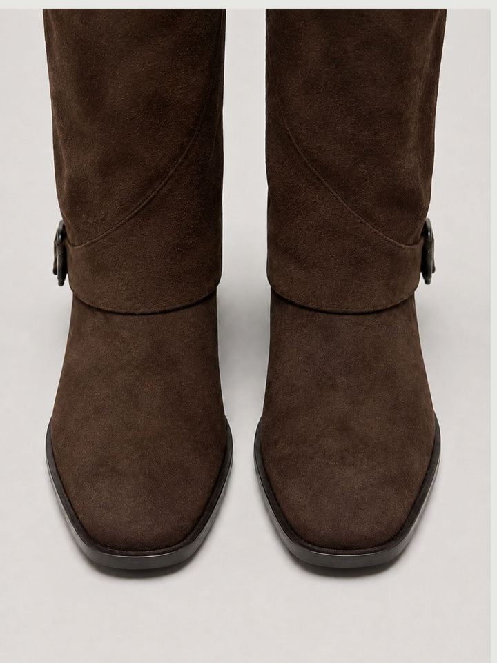 Stivale biker in pelle scamosciata moro S2872 T.MORO ANDREA MORANDO 