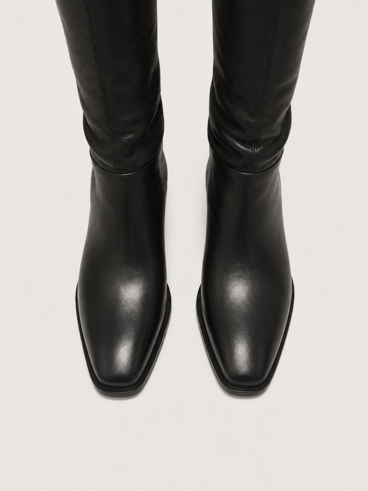 Stivale in pelle nero con arricciature S2882 NERO ANDREA MORANDO 