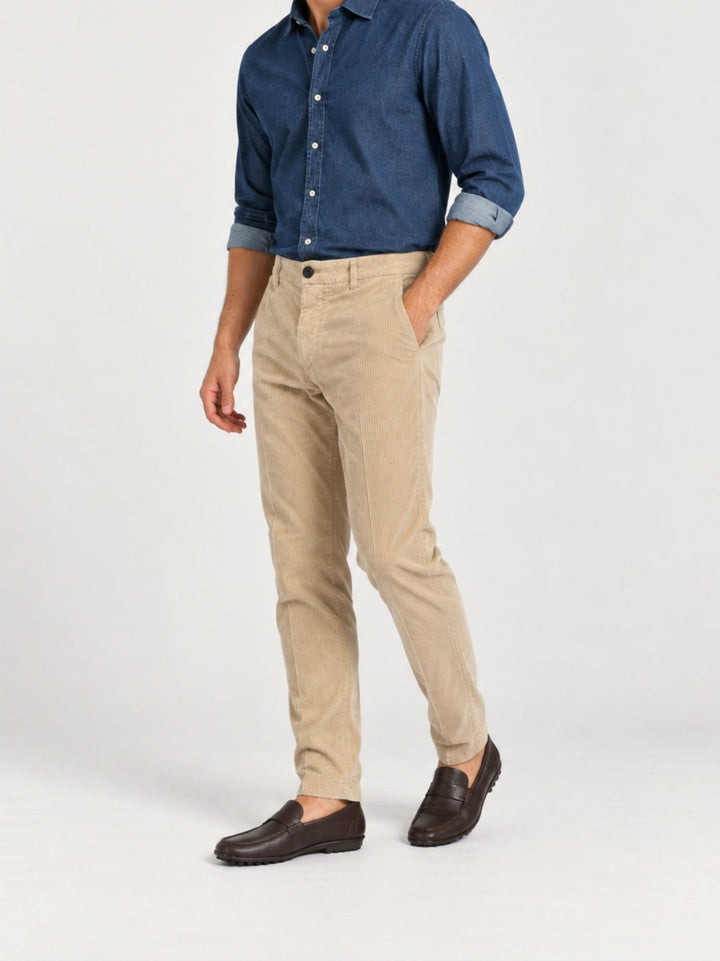 Pantalone chino in velluto a coste mandorla T502STR 038 NOLAB 