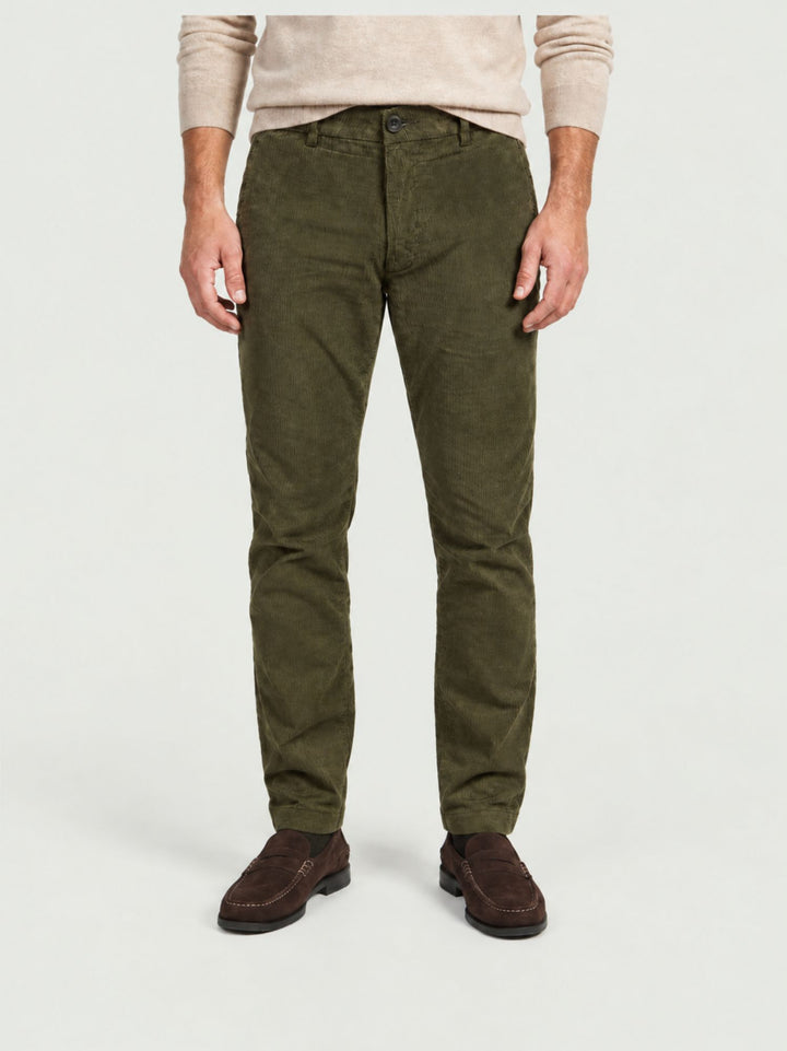 Pantalone a coste effetto velluto verde bosco T502STR 666 NOLAB 