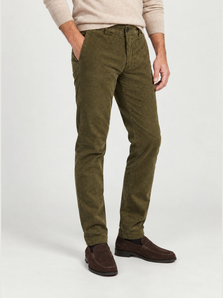 Pantalone a coste effetto velluto verde bosco T502STR 666 NOLAB 
