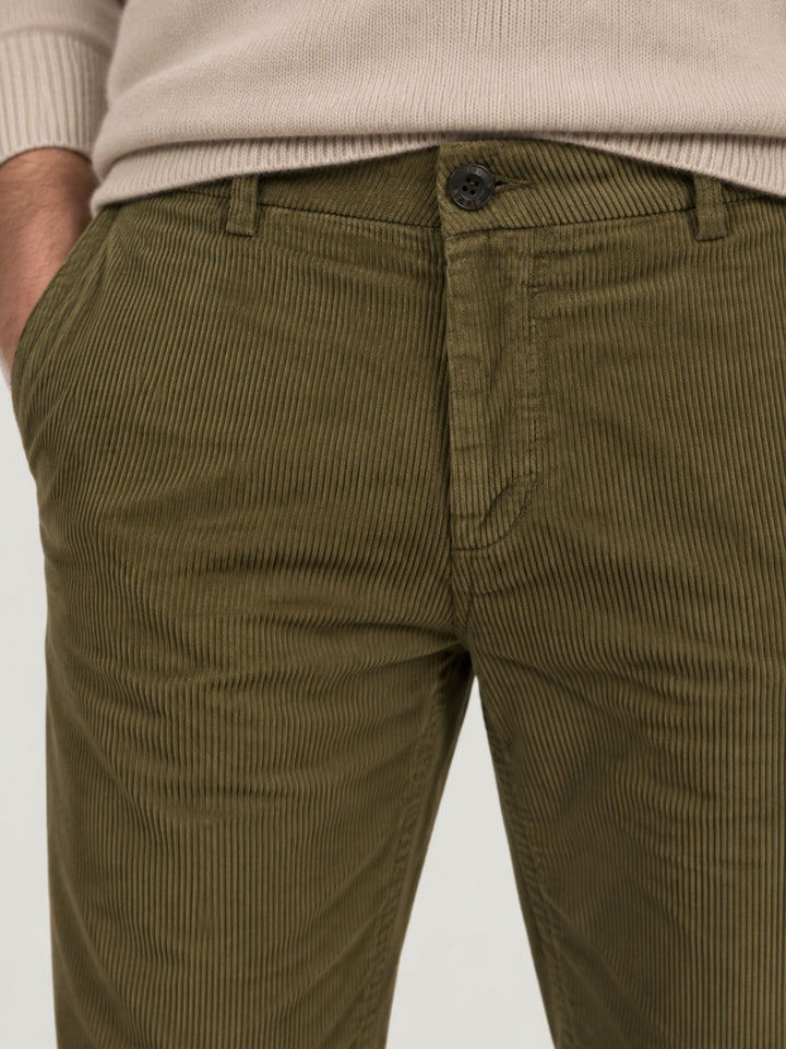 Pantalone a coste effetto velluto verde bosco T502STR 666 NOLAB 