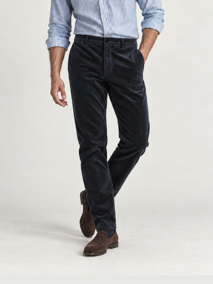 Pantalone a coste effetto velluto navy T502STR 882 NOLAB 