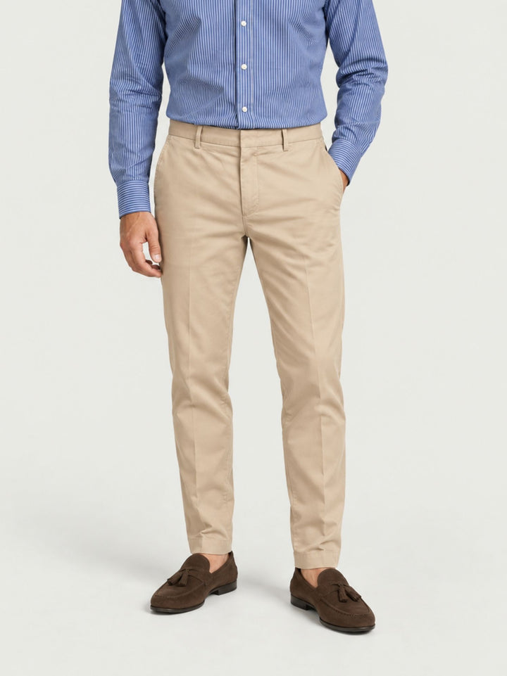 Pantalone chino in cotone e lyocell sabbia T617BRO 038 NOLAB 