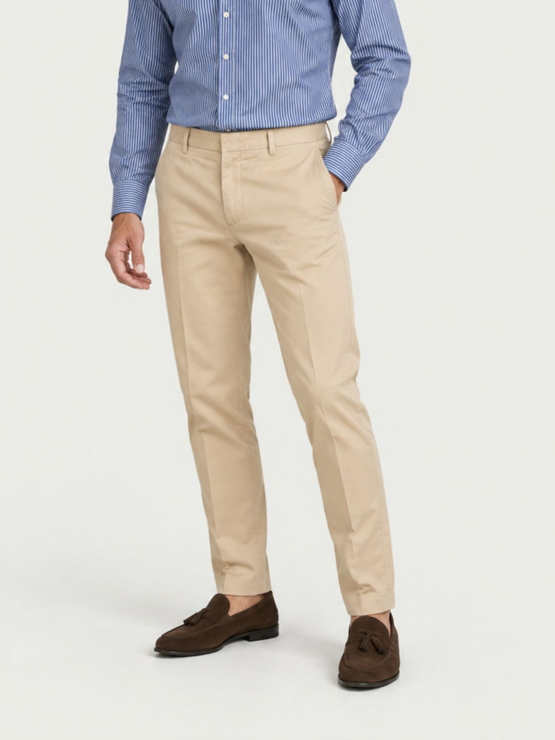 Pantalone chino in cotone e lyocell sabbia T617BRO 038 NOLAB 