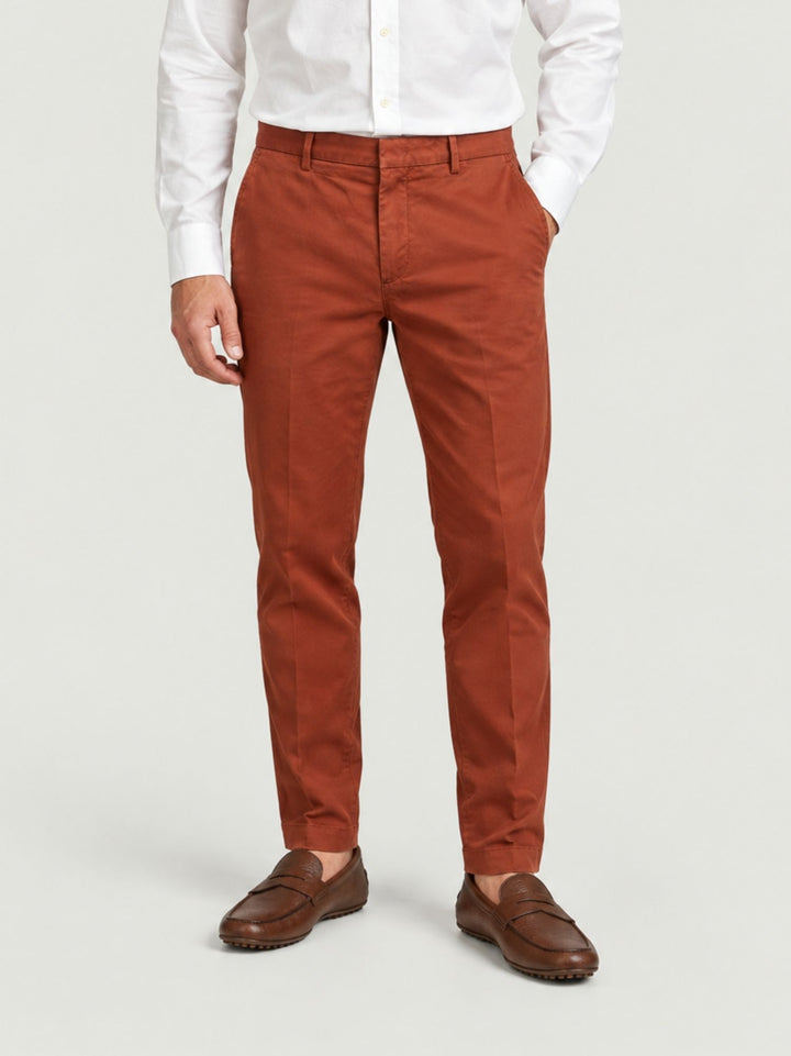 Pantalone chino in cotone e lyocell ruggine T617BRO 543 NOLAB 