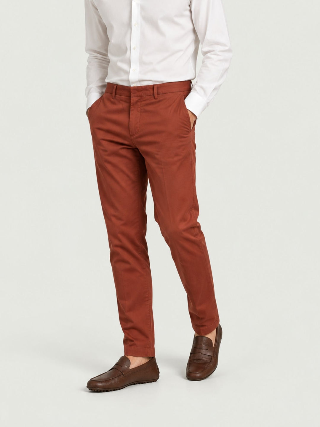 Pantalone chino in cotone e lyocell ruggine T617BRO 543 NOLAB 