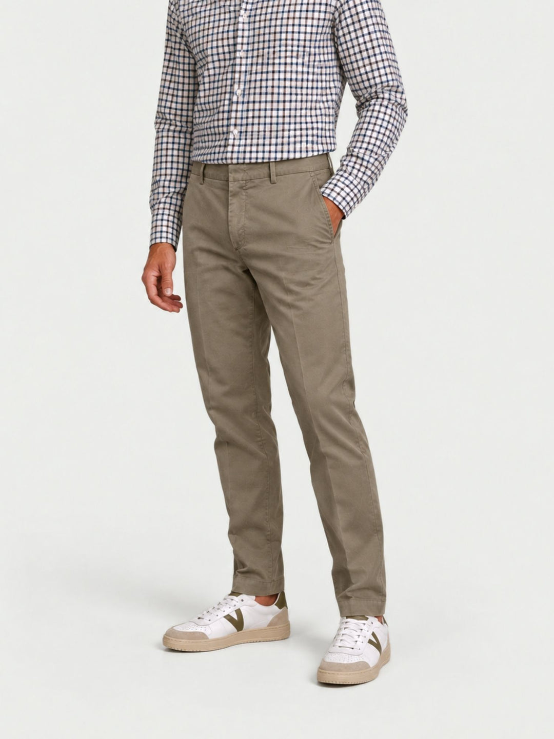 Pantalone in cotone e lyocell tortora T617BRO 942 NOLAB 
