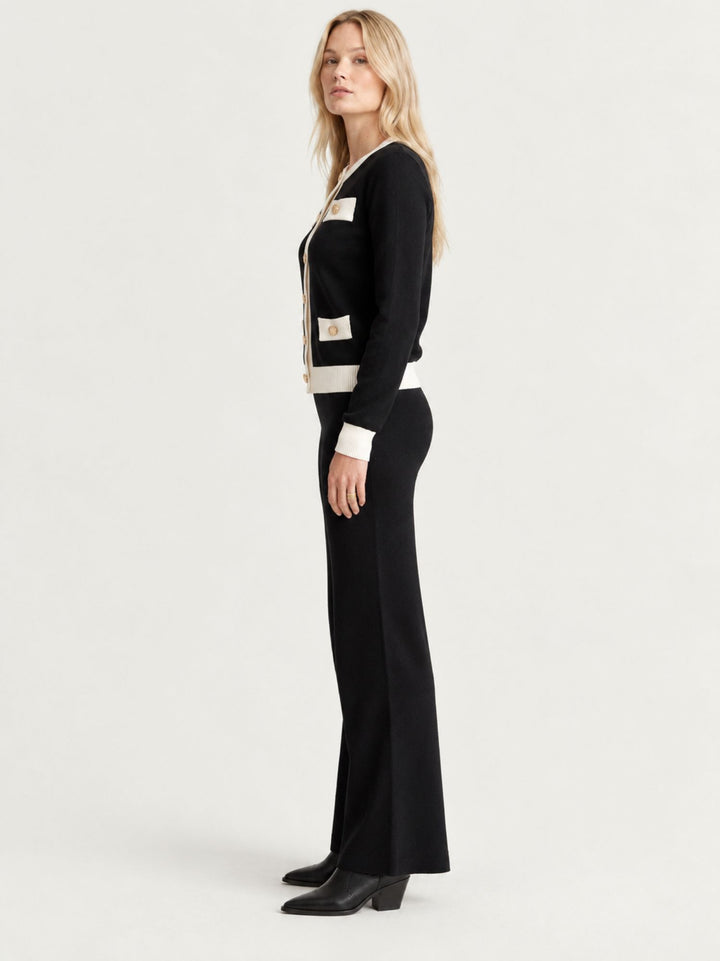 Completo in maglia tricot nero con profili a contrasto 9735 NERO ANDREA MORANDO 