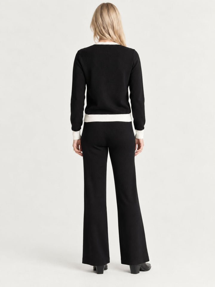 Completo in maglia tricot nero con profili a contrasto 9735 NERO ANDREA MORANDO 