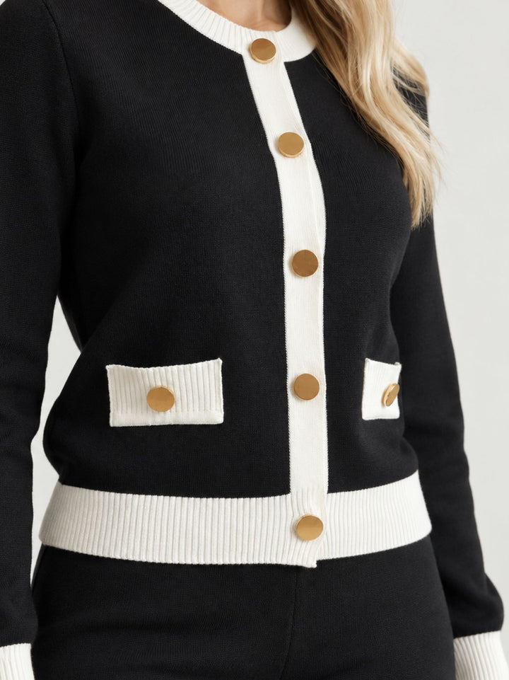 Completo in maglia tricot nero con profili a contrasto 9735 NERO ANDREA MORANDO 