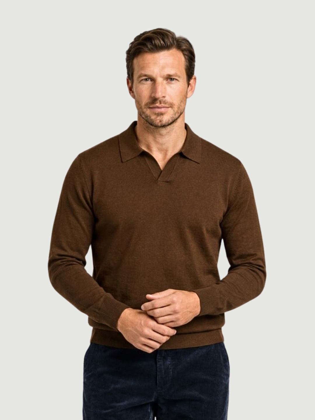 Maglia a polo in lana tabacco JFW08 023 PRICOH'S 