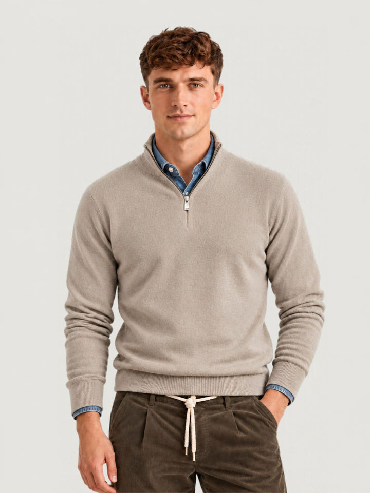 Maglia in lana e cashmere con colletto a zip blu RW09 023 PRICOH'S 