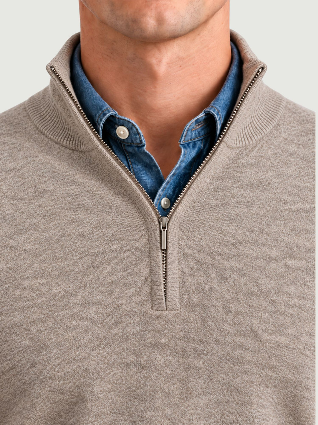 Maglia in lana e cashmere con colletto a zip blu RW09 023 PRICOH'S 