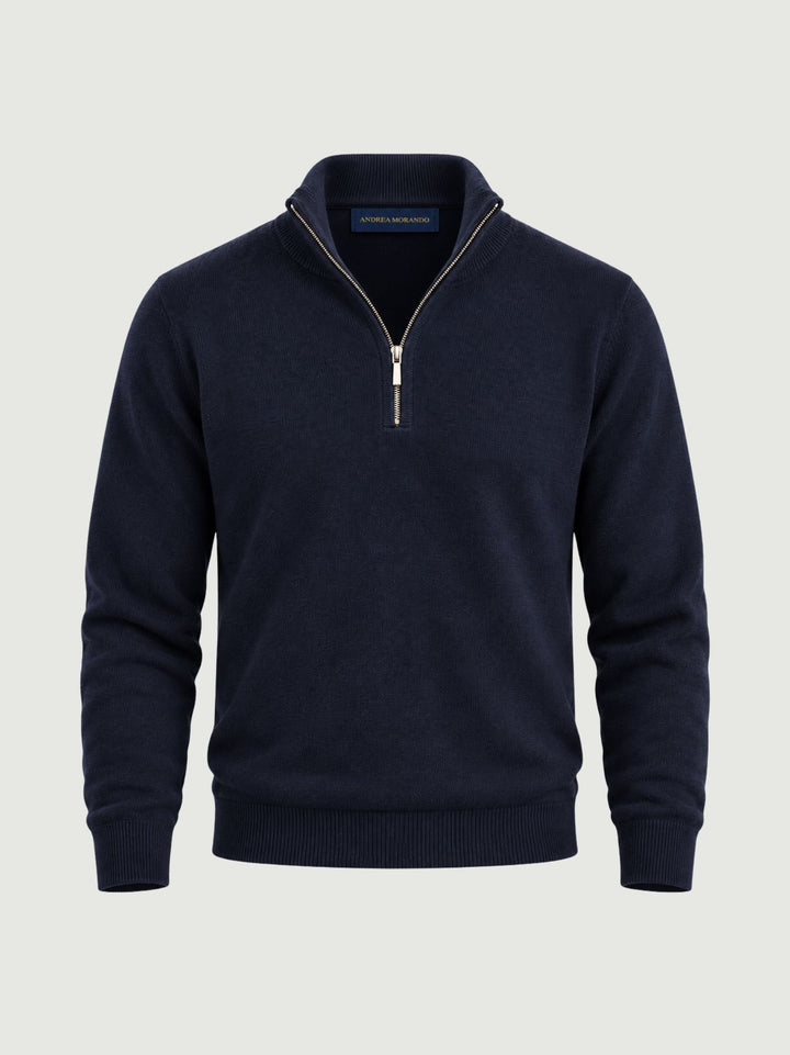Maglia in lana e cashmere con colletto a zip blu RW09 071 PRICOH'S 