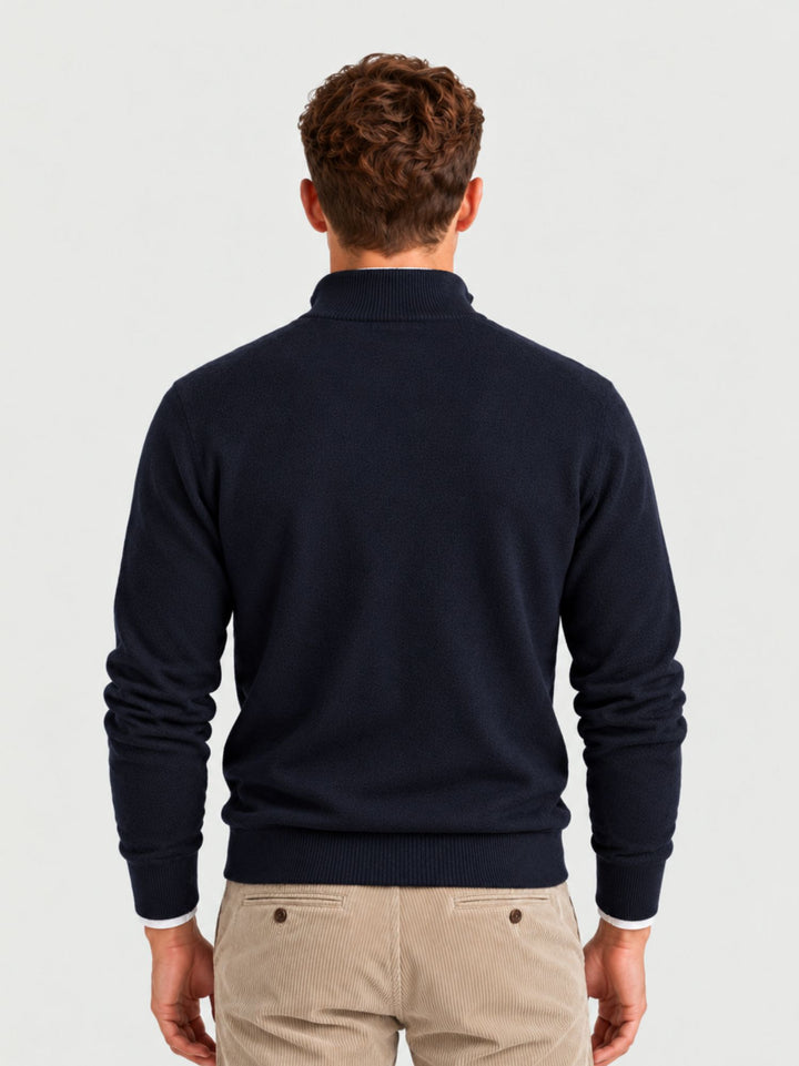 Maglia in lana e cashmere con colletto a zip blu RW09 071 PRICOH'S 