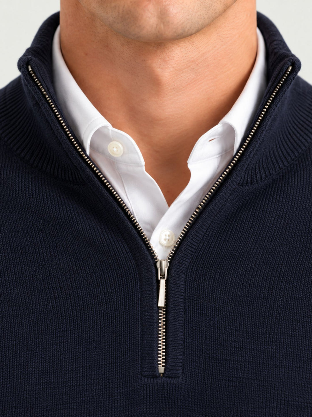 Maglia in lana e cashmere con colletto a zip blu RW09 071 PRICOH'S 