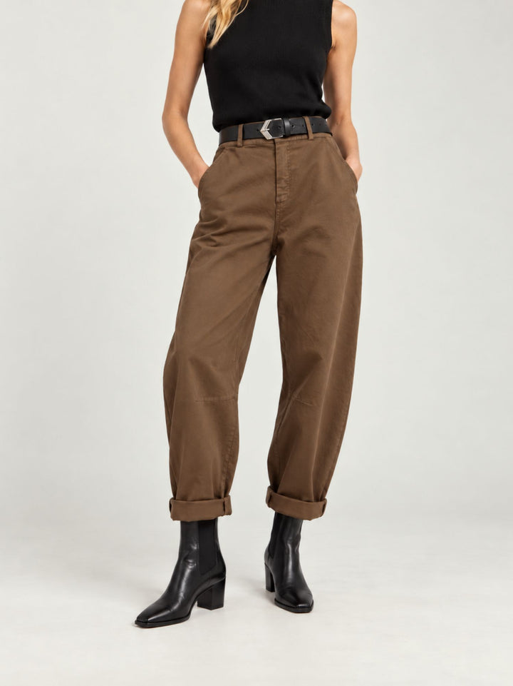 Pantalone barrel in cotone cammello 3013 CAMMELLO ANDREA MORANDO 