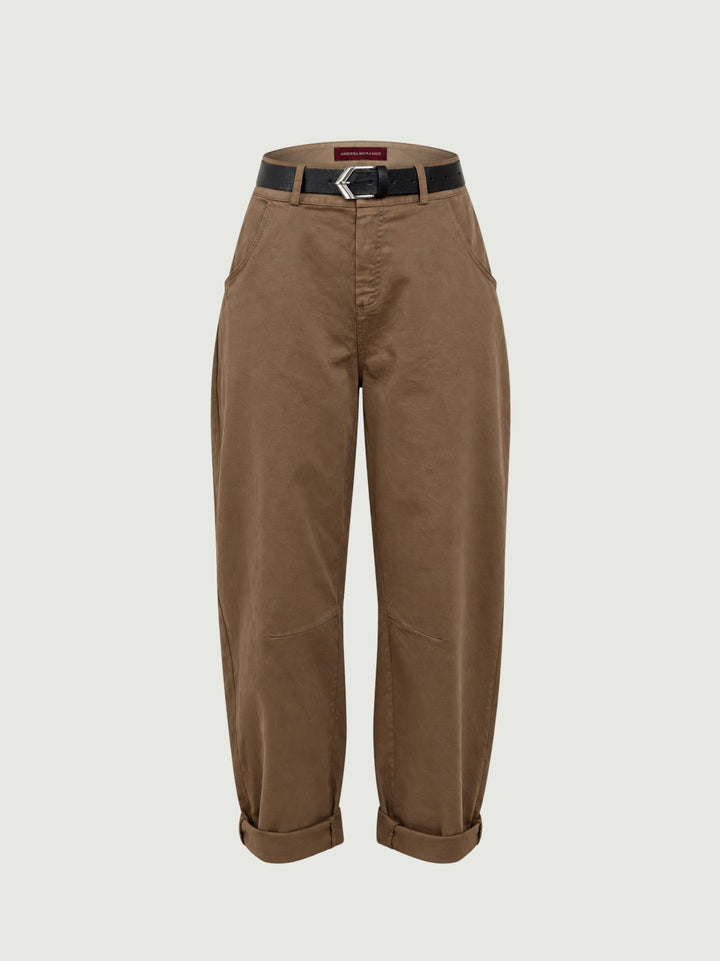 Pantalone barrel in cotone cammello 3013 CAMMELLO ANDREA MORANDO 