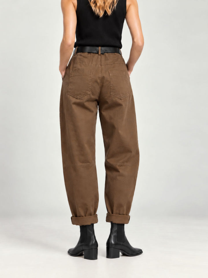 Pantalone barrel in cotone cammello 3013 CAMMELLO ANDREA MORANDO 