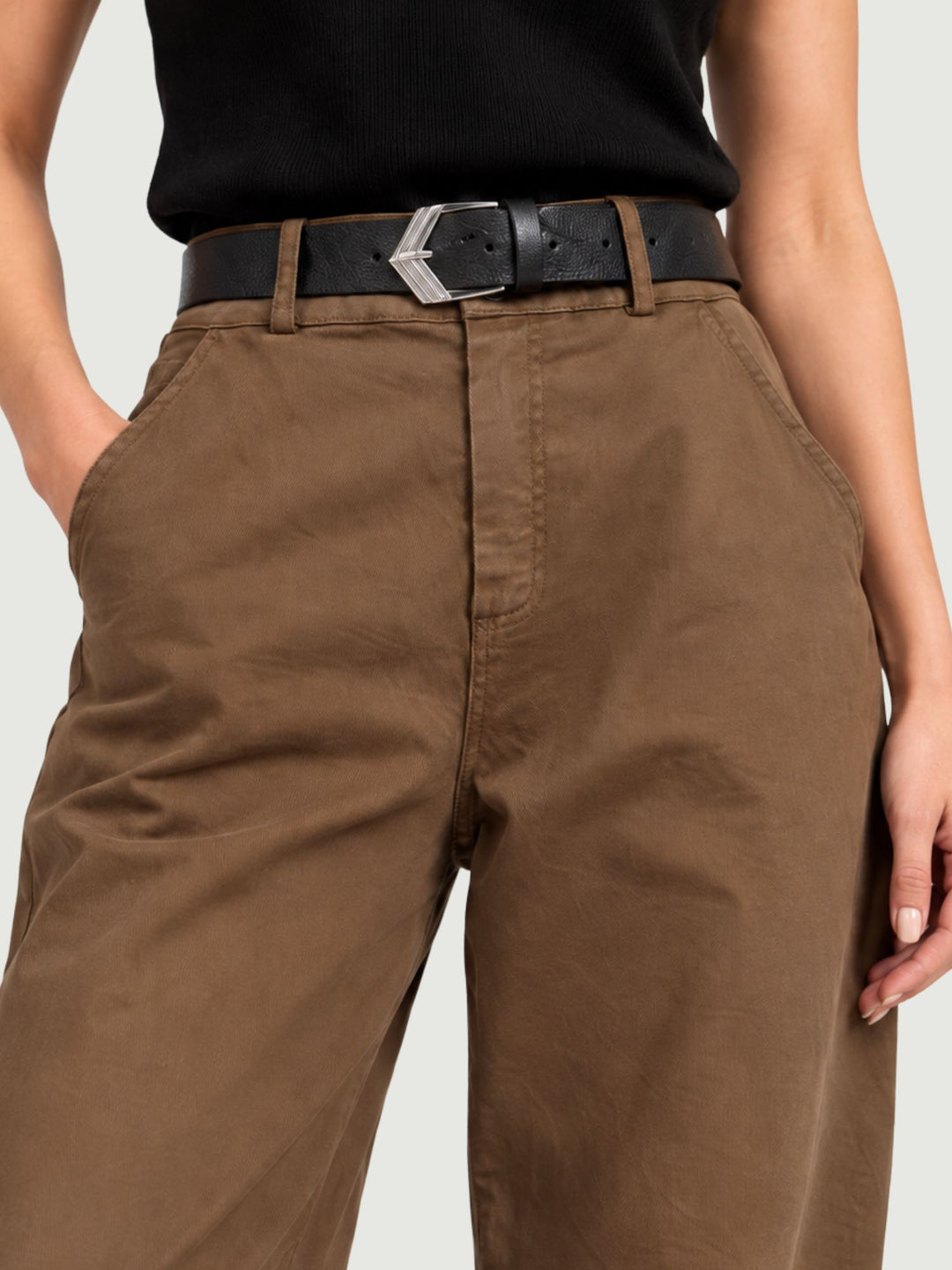 Pantalone barrel in cotone cammello 3013 CAMMELLO ANDREA MORANDO 