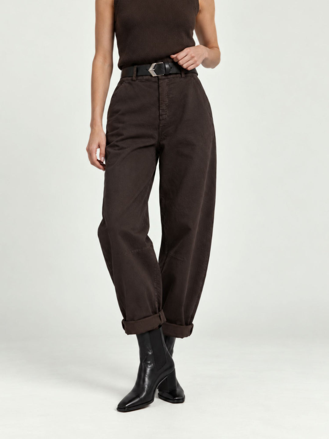 Pantalone barrel in cotone testa di moro 3013 MORO ANDREA MORANDO 