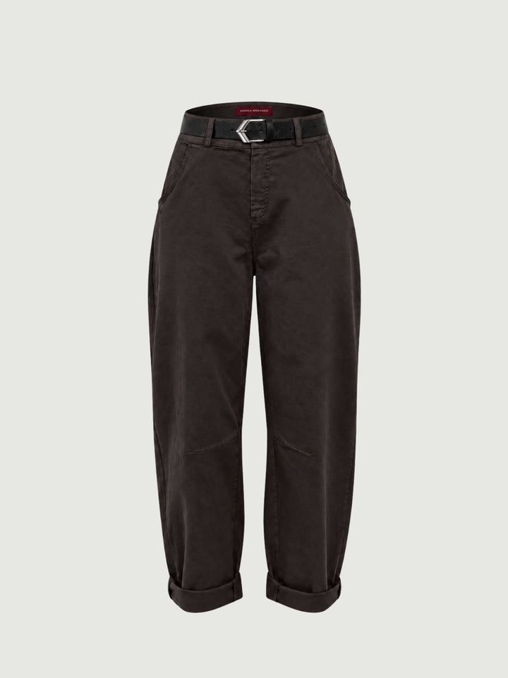 Pantalone barrel in cotone testa di moro 3013 MORO ANDREA MORANDO 