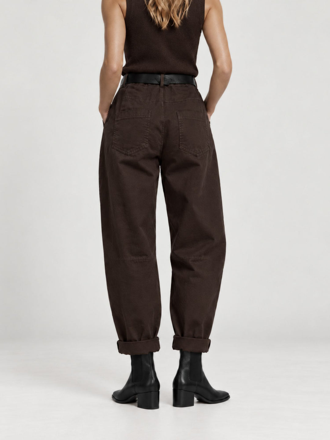 Pantalone barrel in cotone testa di moro 3013 MORO ANDREA MORANDO 