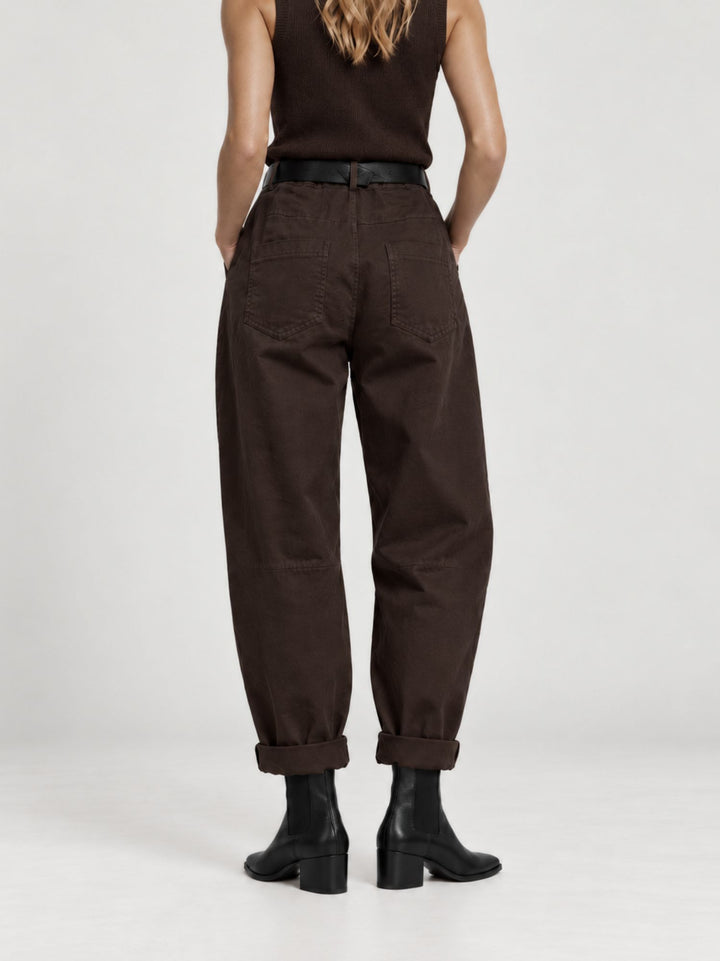 Pantalone barrel in cotone testa di moro 3013 MORO ANDREA MORANDO 