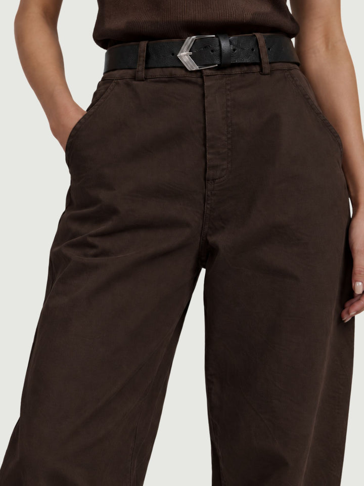 Pantalone barrel in cotone testa di moro 3013 MORO ANDREA MORANDO 