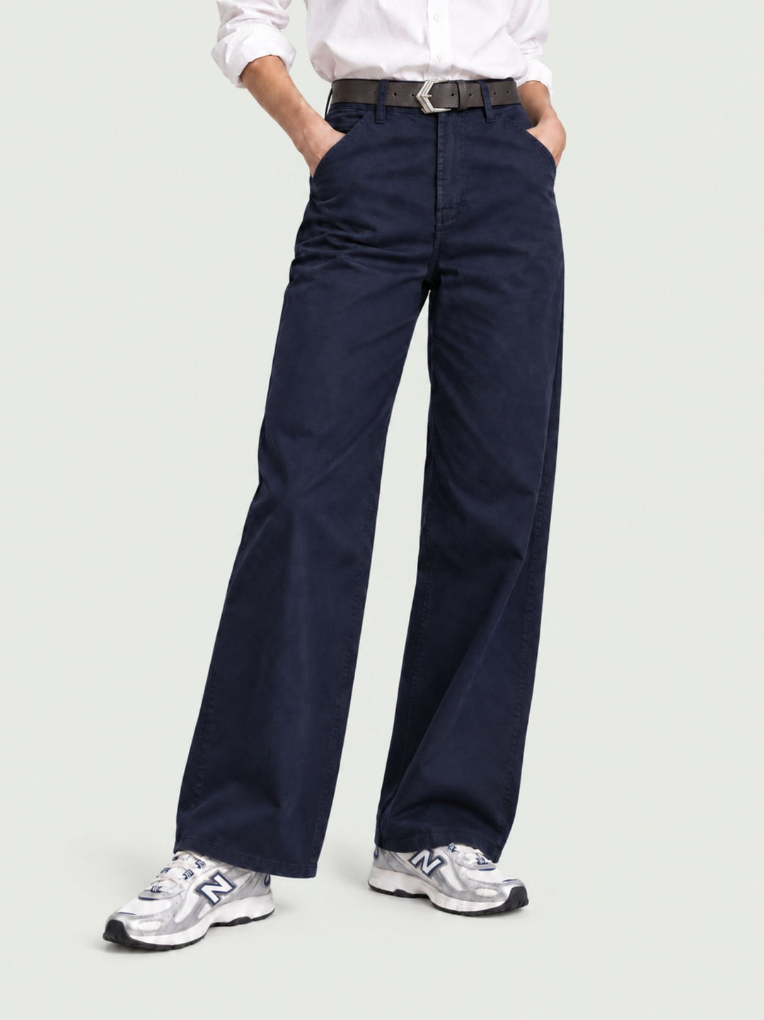 Pantalone a palazzo in cotone blu scuro 5546 BLU ANDREA MORANDO 