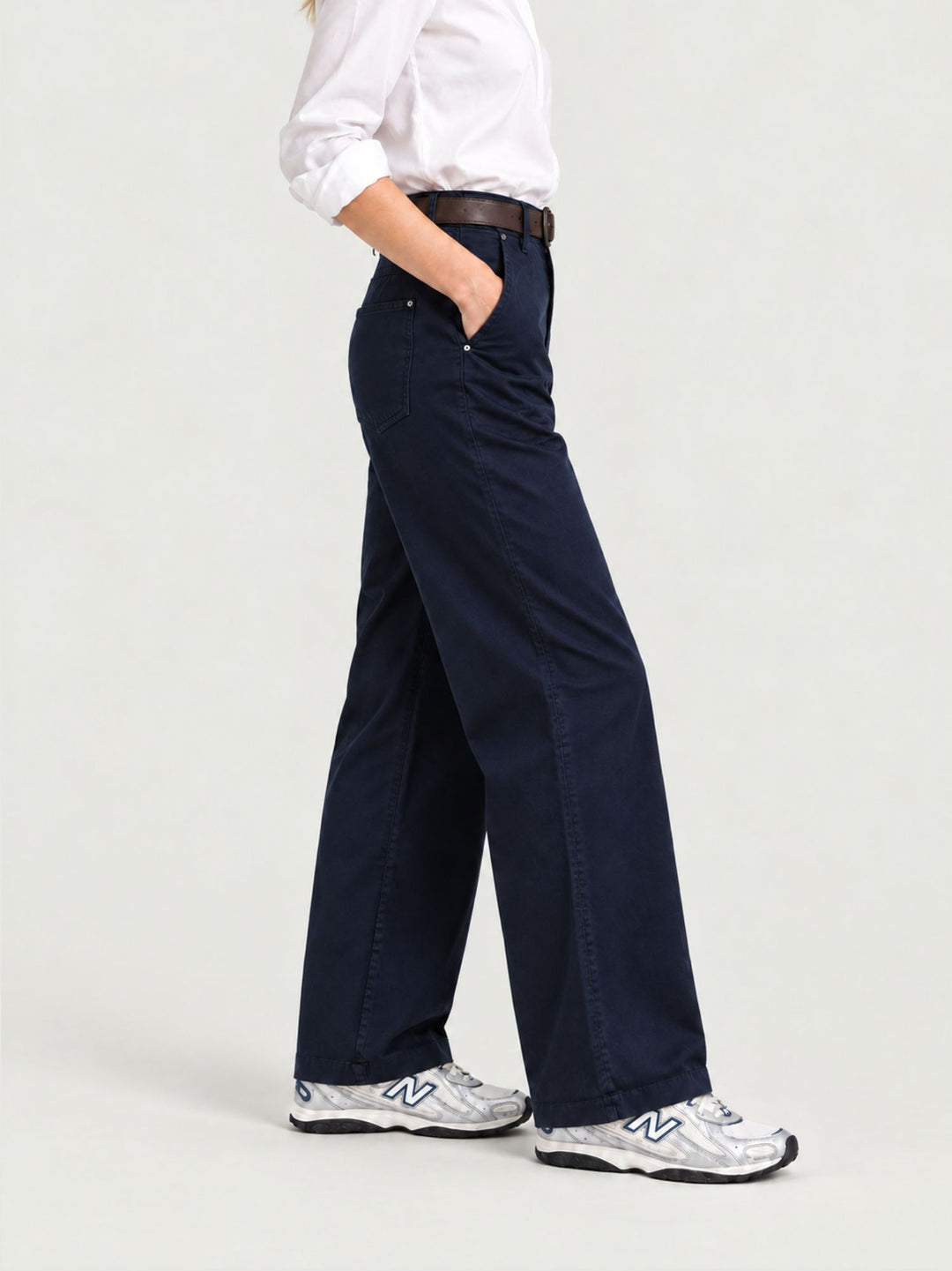 Pantalone a palazzo in cotone blu scuro 5546 BLU ANDREA MORANDO 