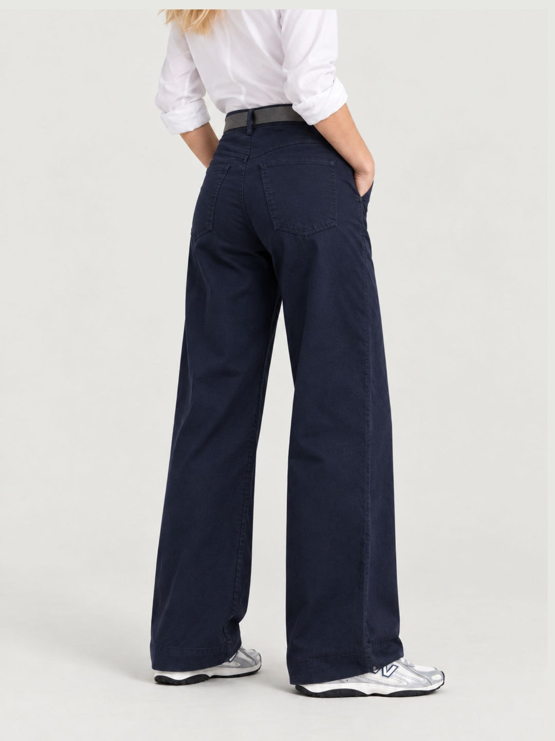 Pantalone a palazzo in cotone blu scuro 5546 BLU ANDREA MORANDO 