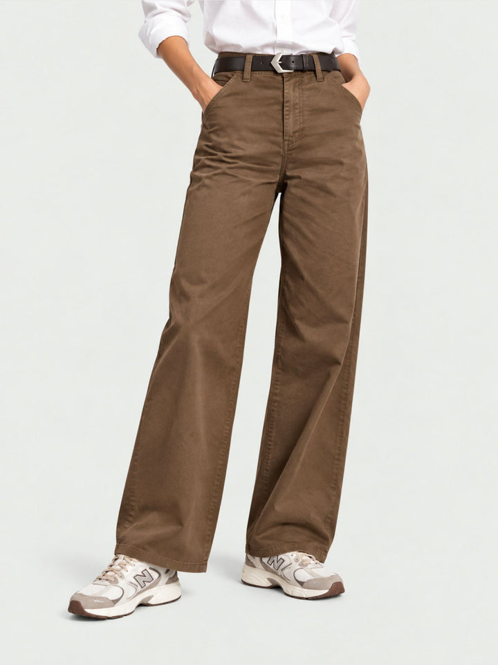 Pantalone a palazzo in cotone cammello 5546 CAMMELLO ANDREA MORANDO 