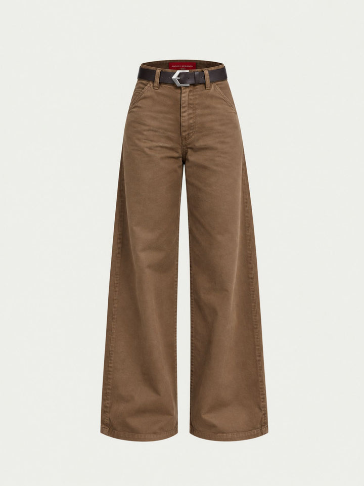 Pantalone a palazzo in cotone cammello 5546 CAMMELLO ANDREA MORANDO 