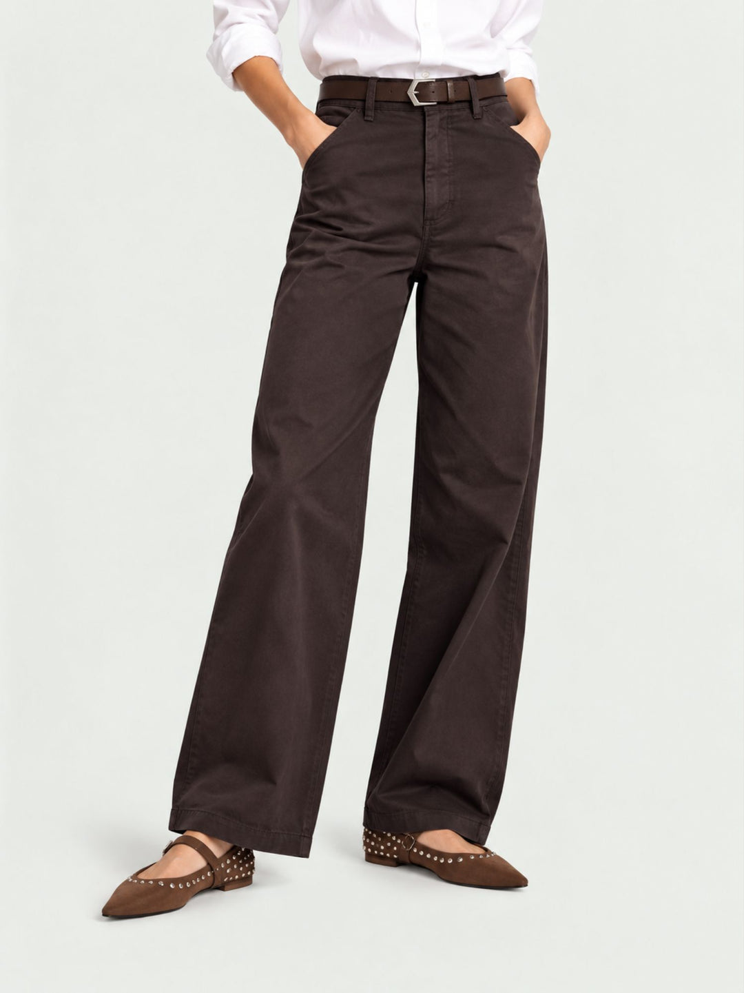 Pantalone a palazzo in cotone moro 5546 MORO ANDREA MORANDO 