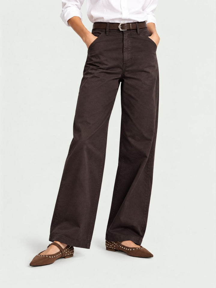 Pantalone a palazzo in cotone moro 5546 MORO ANDREA MORANDO 