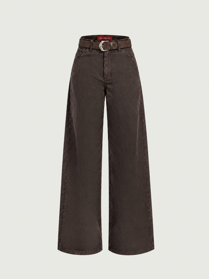 Pantalone a palazzo in cotone moro 5546 MORO ANDREA MORANDO 