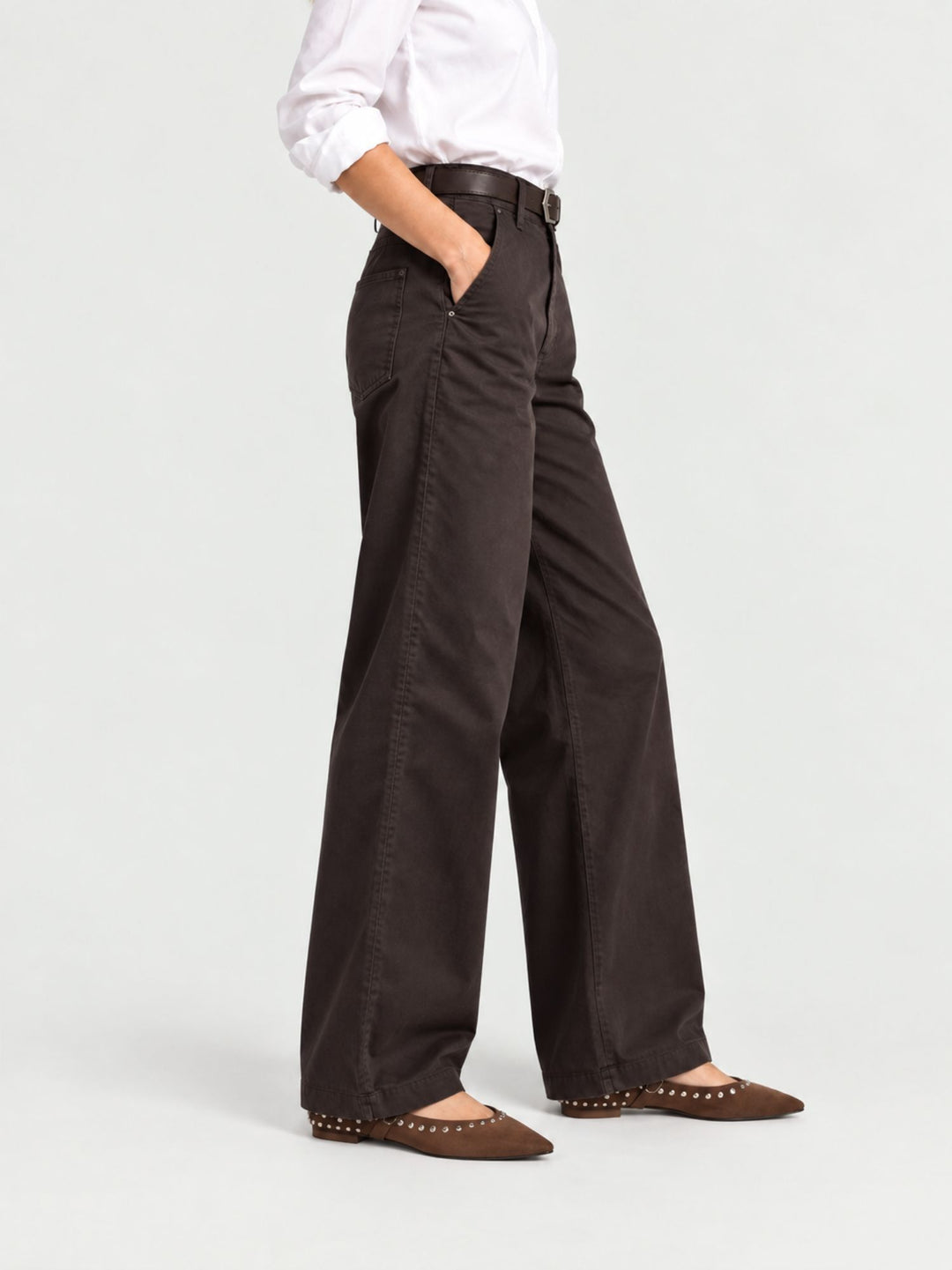 Pantalone a palazzo in cotone moro 5546 MORO ANDREA MORANDO 