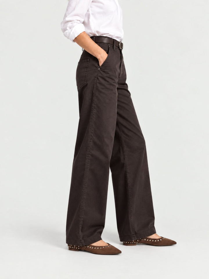 Pantalone a palazzo in cotone moro 5546 MORO ANDREA MORANDO 