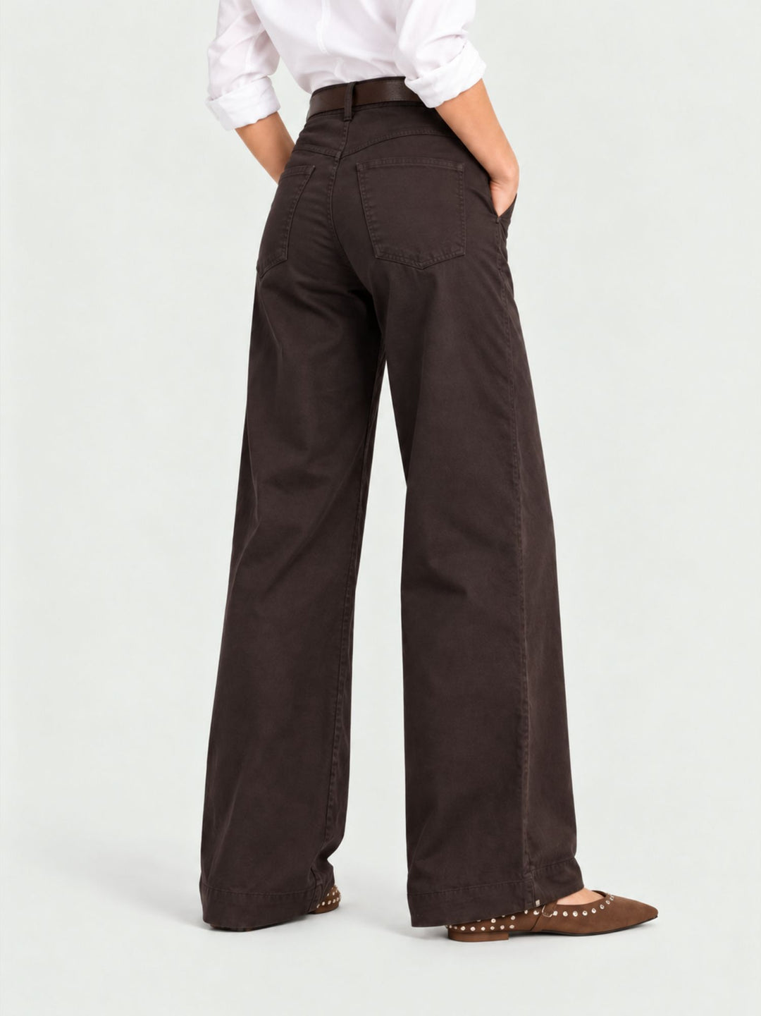 Pantalone a palazzo in cotone moro 5546 MORO ANDREA MORANDO 