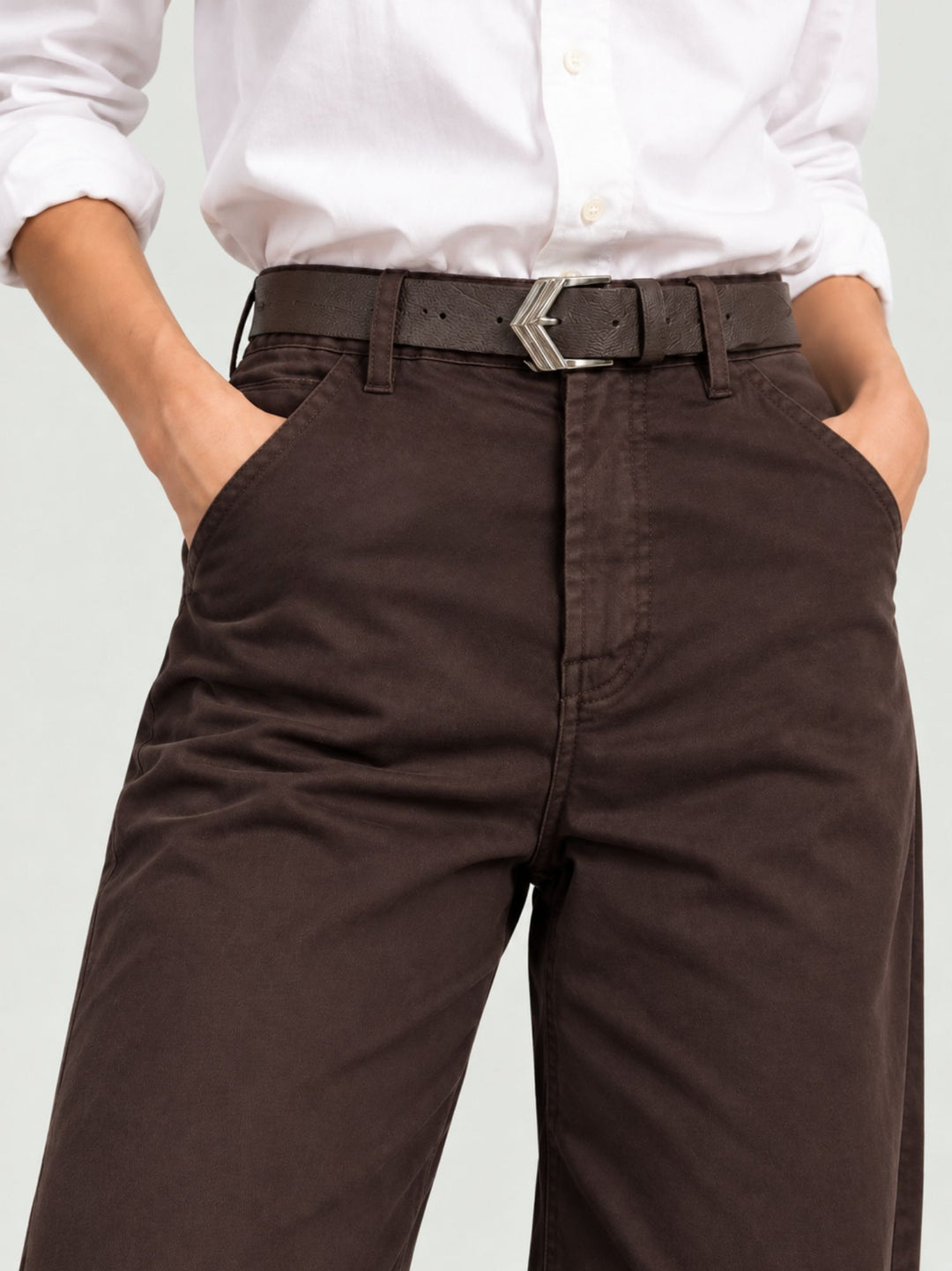 Pantalone a palazzo in cotone moro 5546 MORO ANDREA MORANDO 