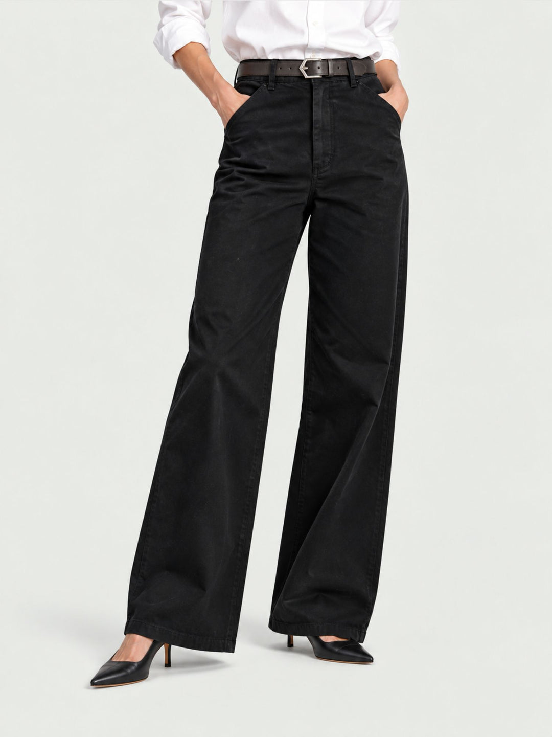 Pantalone a palazzo in cotone nero 5546 NERO ANDREA MORANDO 