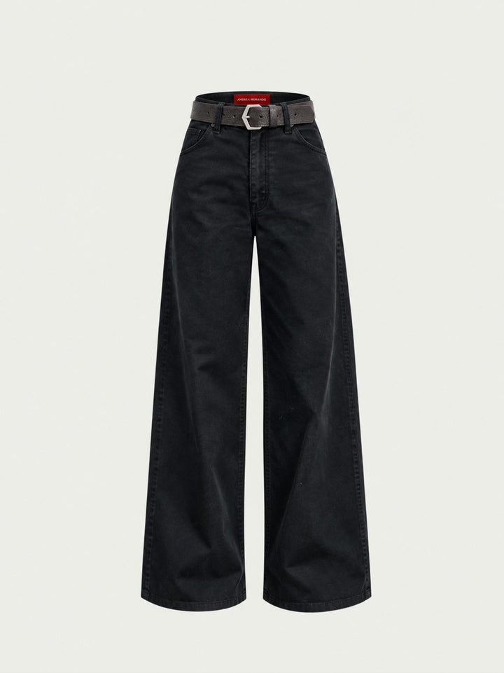 Pantalone a palazzo in cotone nero 5546 NERO ANDREA MORANDO 